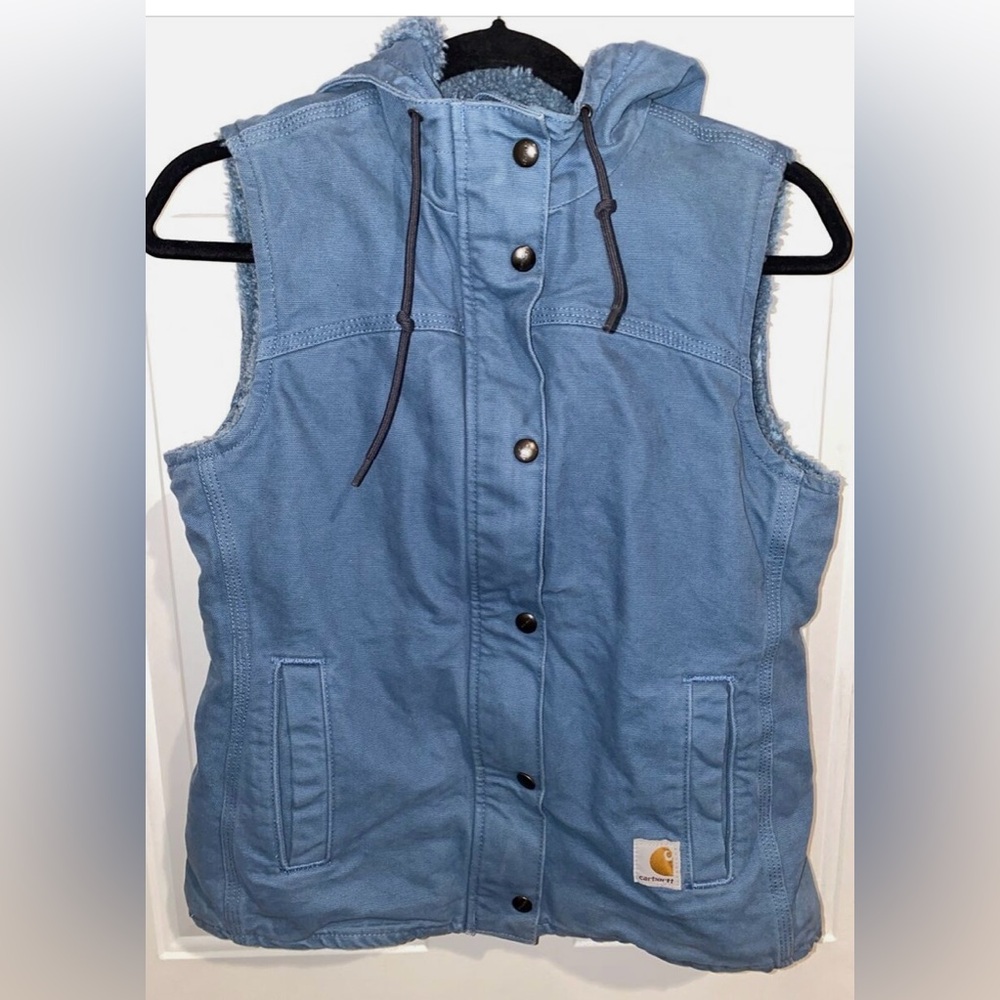 Carhart blue Sherpa hooded vest